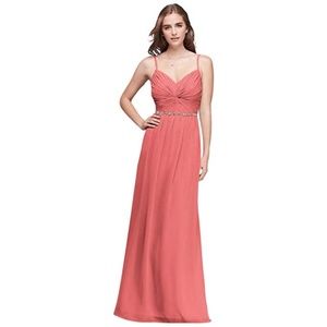 David's Bridal Coral Bridesmaid Dress size 0
